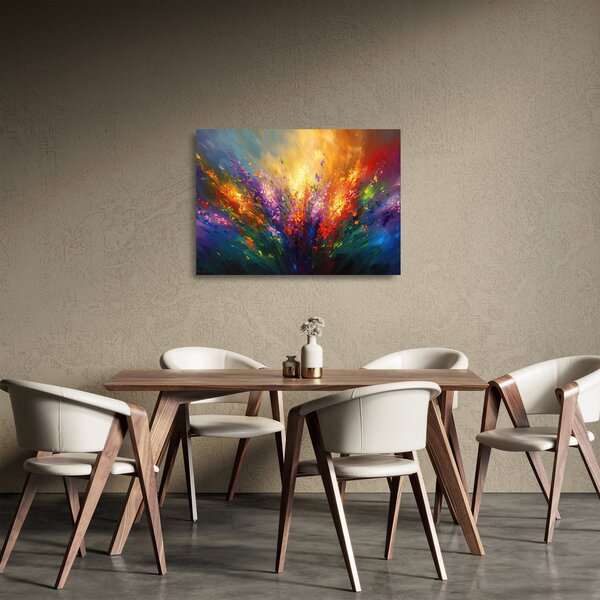 Tablou pe sticlă - Abstracție de flori (70x50 cm)