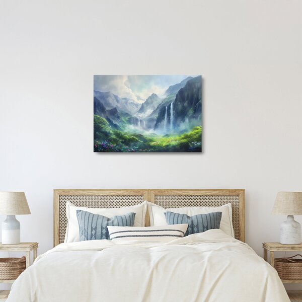 Tablou pe sticlă - Valea cascadelor (70x50 cm)