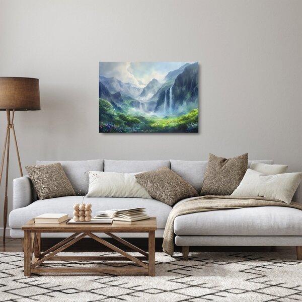 Tablou pe sticlă - Valea cascadelor (70x50 cm)