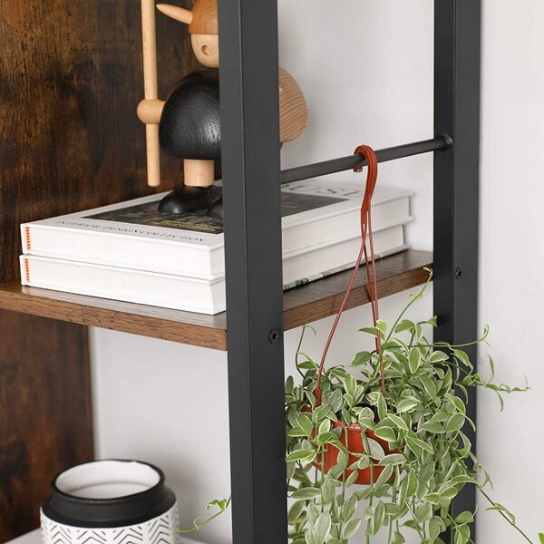 Biblioteca Vasagle, Model Armando, 74x30x154,5 cm, Maro Rustic/Negru