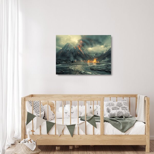 Tablou pe sticlă - Erupție vulcanică (70x50 cm)
