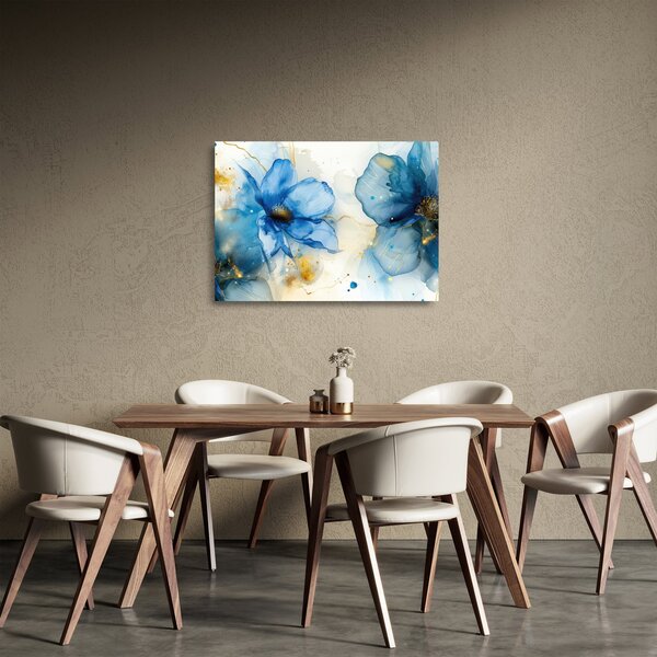 Tablou pe sticlă - Floral, pictură cu cerneală (70x50 cm)