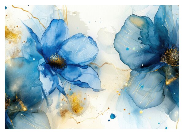 Tablou pe sticlă - Floral, pictură cu cerneală (70x50 cm)
