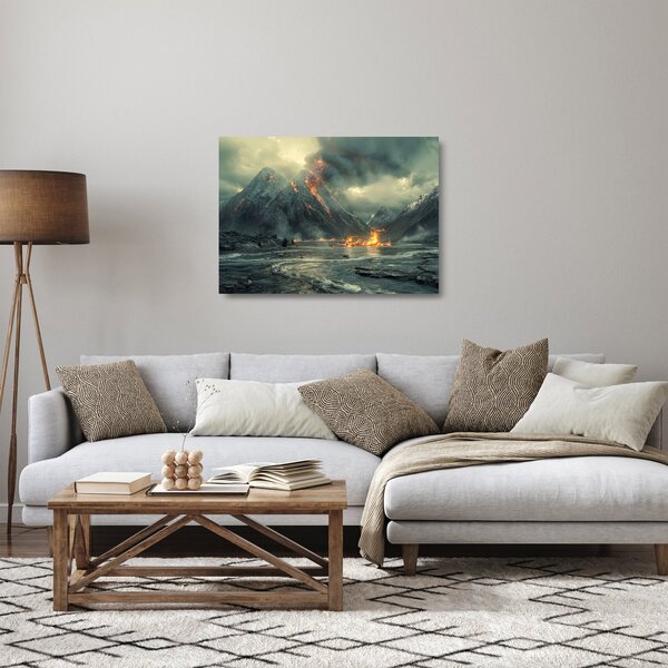 Tablou pe sticlă - Erupție vulcanică (70x50 cm)