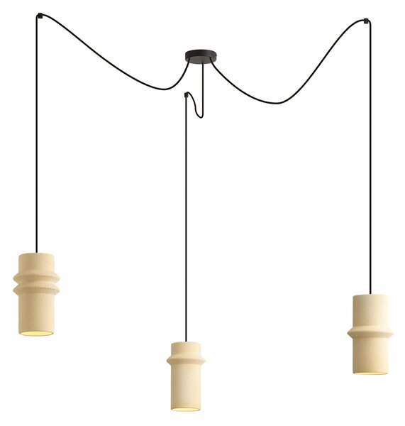 Lampă suspendată retro bej cu 3 lumini - Monti