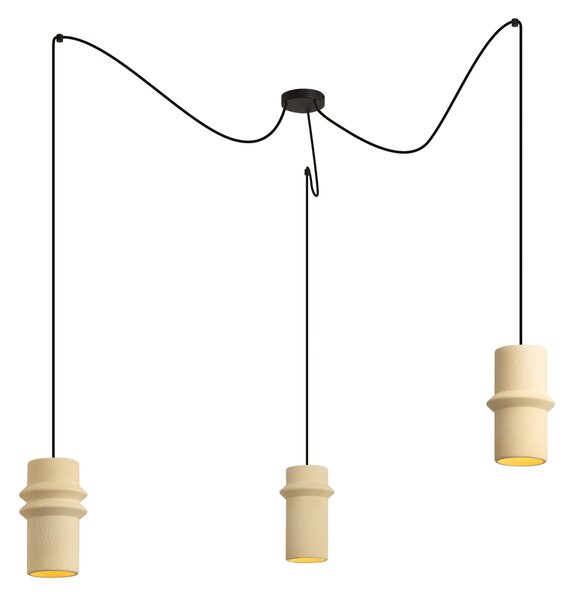 Lampă suspendată retro bej cu 3 lumini - Monti