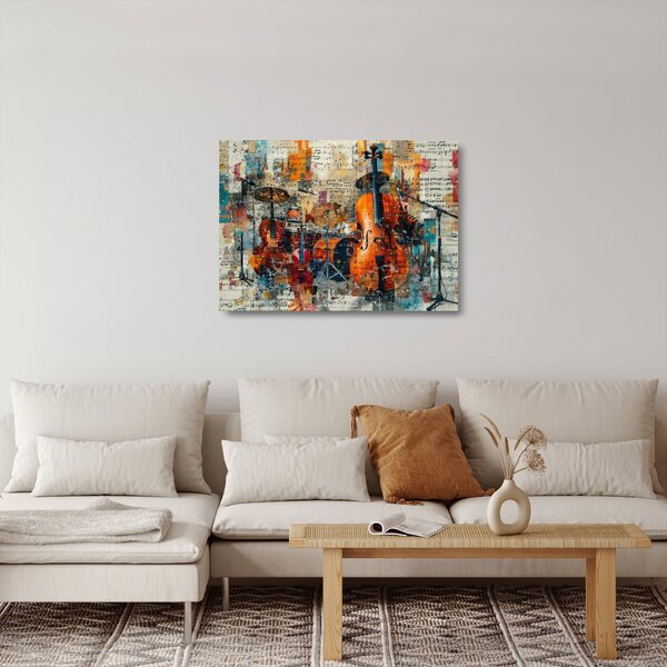 Tablou pe sticlă - Instrumente muzicale (70x50 cm)