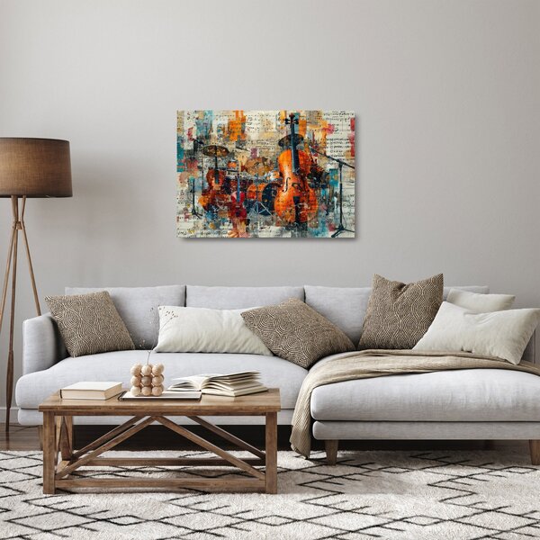 Tablou pe sticlă - Instrumente muzicale (70x50 cm)