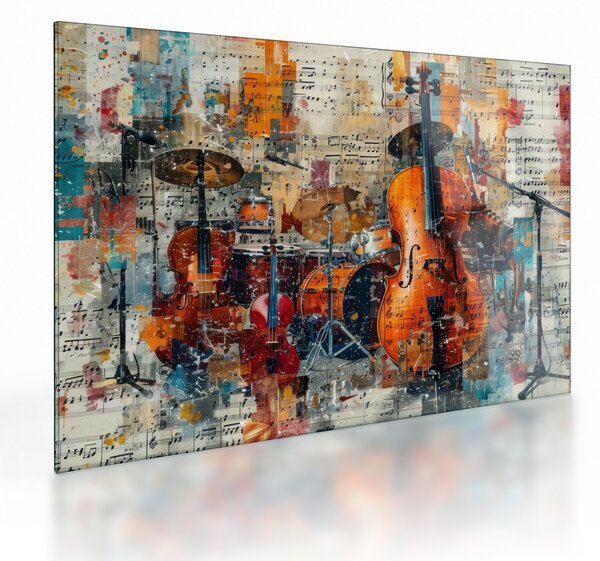 Tablou pe sticlă - Instrumente muzicale (70x50 cm)