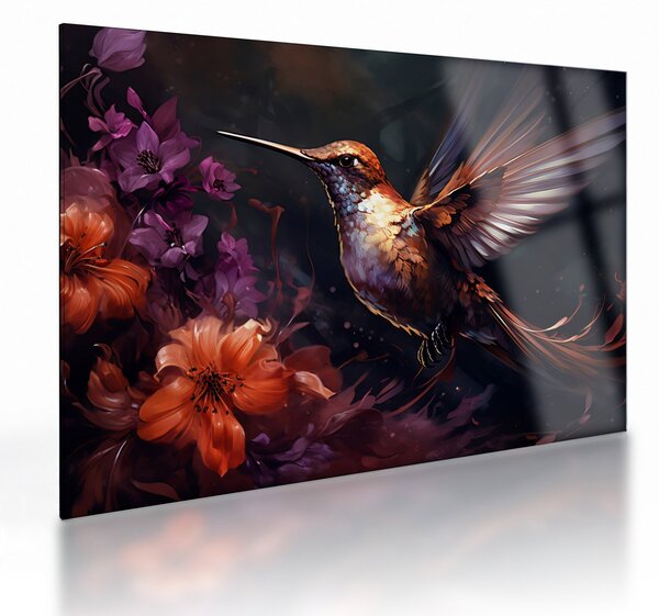 Tablou pe sticlă - Colibri (70x50 cm)