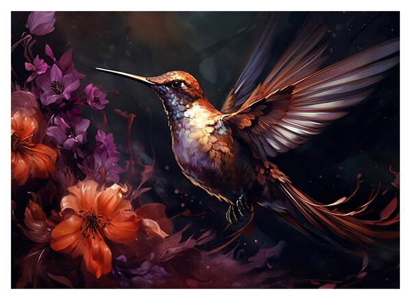 Tablou pe sticlă - Colibri (70x50 cm)