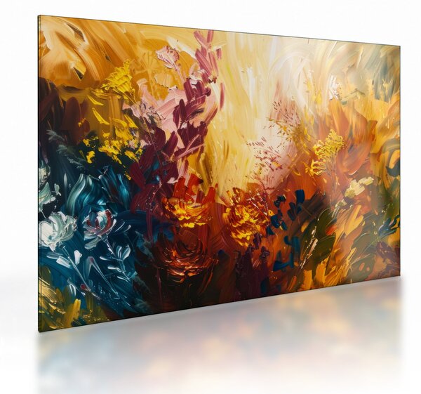 Tablou pe sticlă - pictură abstractă de flori (70x50 cm)