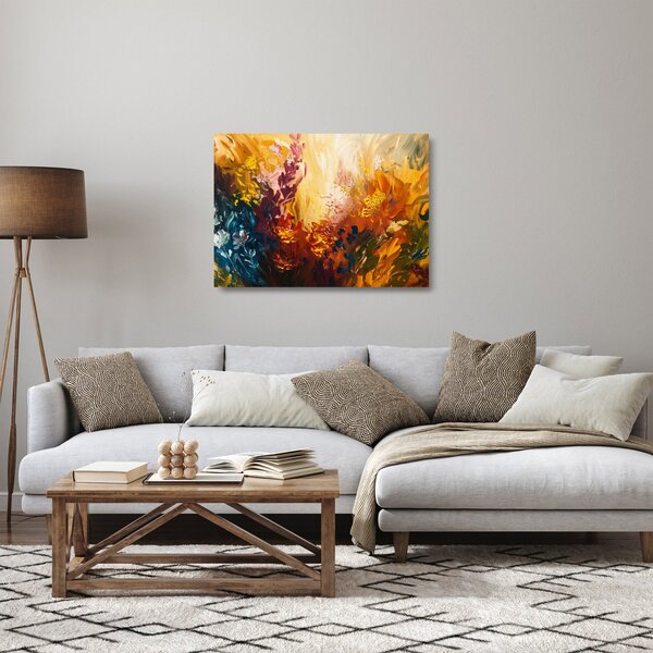 Tablou pe sticlă - pictură abstractă de flori (70x50 cm)