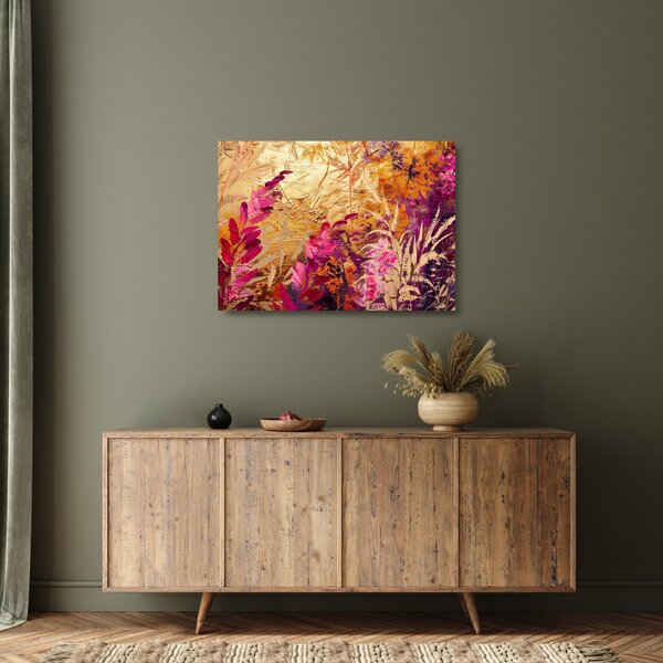 Tablou pe sticlă - Pictură abstractă de flori II. (70x50 cm)