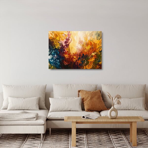 Tablou pe sticlă - pictură abstractă de flori (70x50 cm)