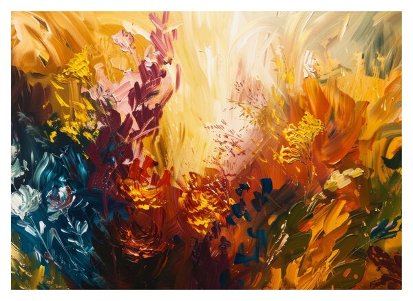 Tablou pe sticlă - pictură abstractă de flori (70x50 cm)