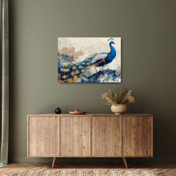 Tablou pe sticlă - Peacock, pictură (70x50 cm)