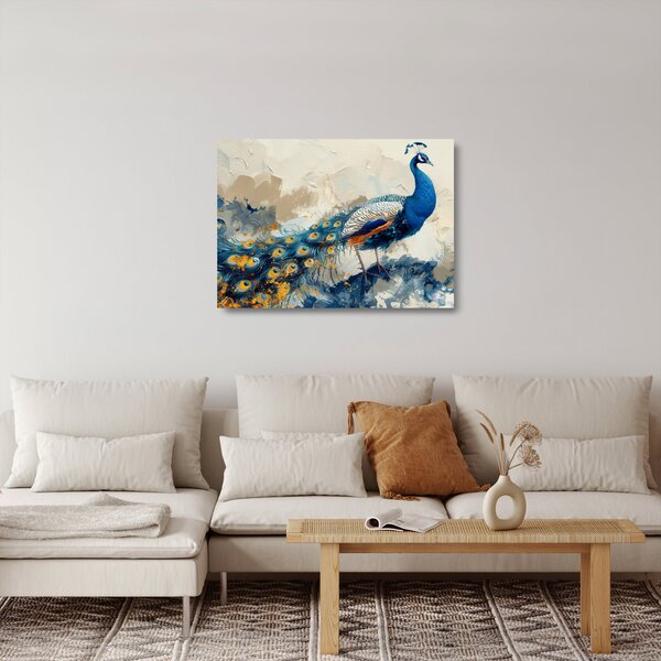 Tablou pe sticlă - Peacock, pictură (70x50 cm)