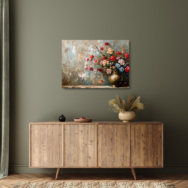 Tablou pe sticlă - Vaza de flori (70x50 cm)