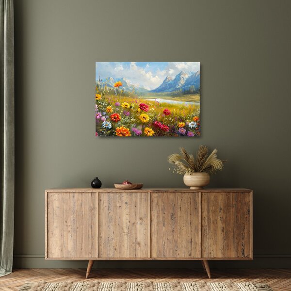 Tablou pe sticlă - Peisaj pictat (70x50 cm)