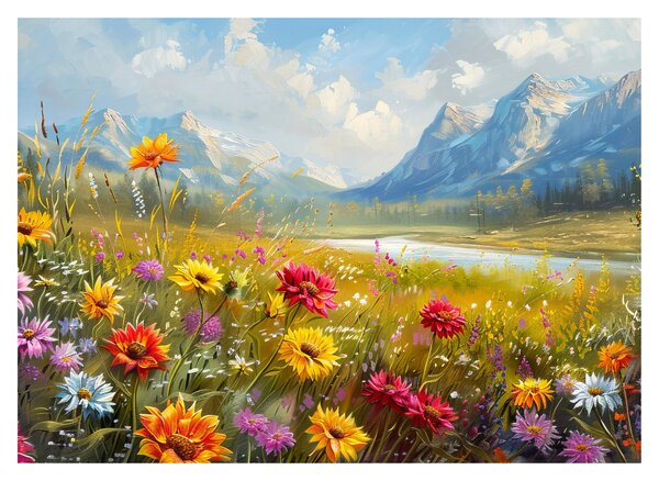 Tablou pe sticlă - Peisaj pictat (70x50 cm)