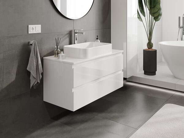 Mexen Orio, mobilier baie 100 cm, 2 sertare, alb lucios, 91A10-10047-2-BFF00