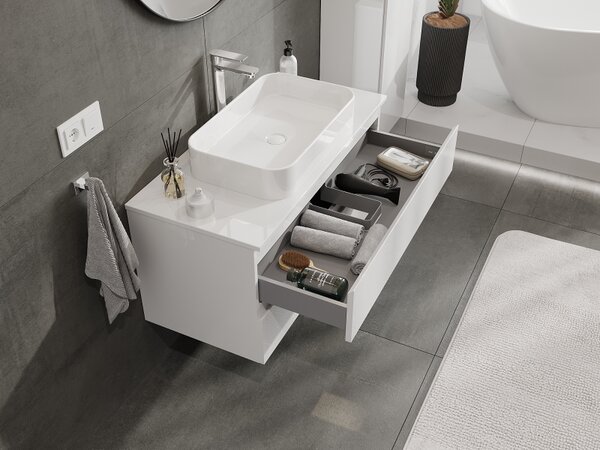 Mexen Orio, mobilier baie 100 cm, 2 sertare, alb lucios, 91A10-10047-2-BFF00