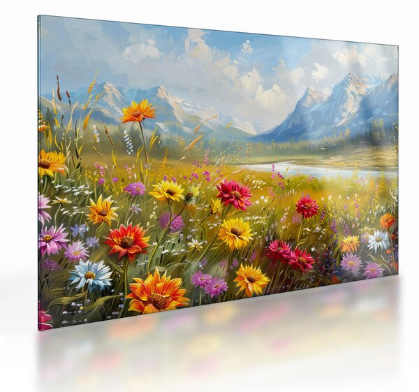 Tablou pe sticlă - Peisaj pictat (70x50 cm)