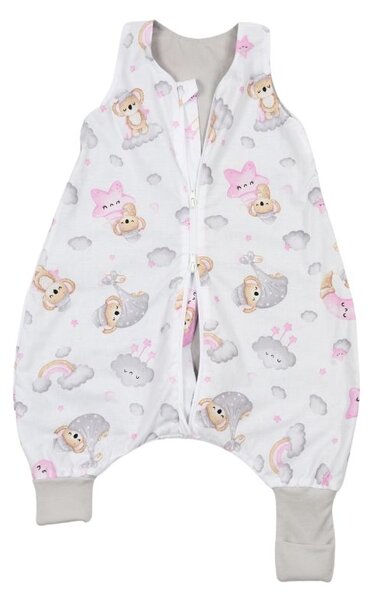 Sac de dormit de vara cu picioare 6-18 luni Kidizi Koala Dreams Pink 0.5 tog, mansete transformabile in soseta