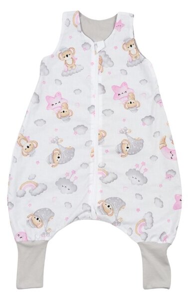 Sac de dormit de vara cu picioare 6-18 luni Kidizi Koala Dreams Pink 0.5 tog, mansete transformabile in soseta
