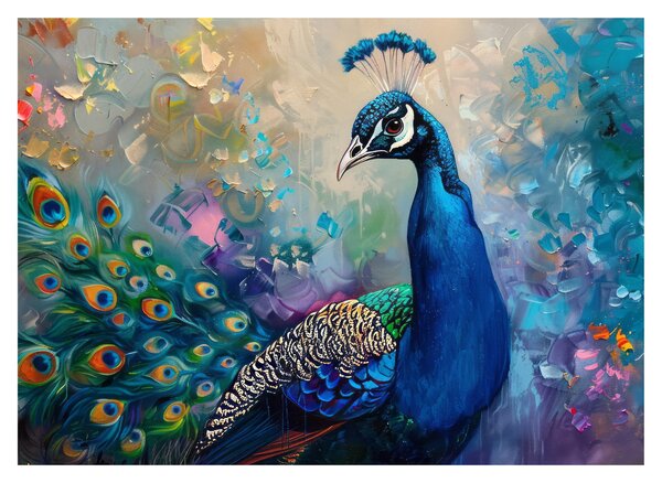 Tablou pe sticlă - Pictura de un păun (70x50 cm)