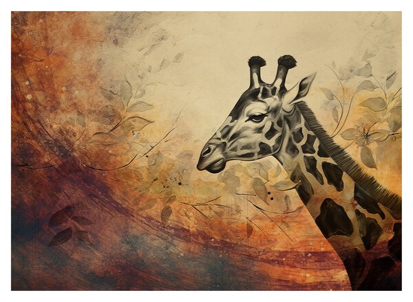 Tablou pe sticlă - Girafă, pictură (70x50 cm)