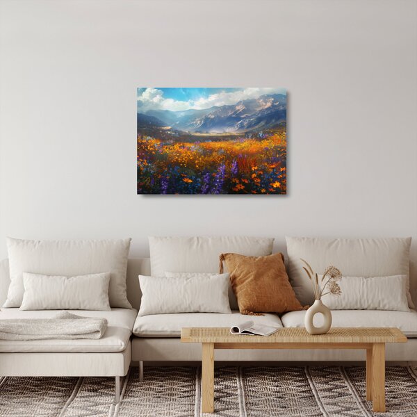 Tablou pe sticlă - Peisaj montan pictat II. (70x50 cm)