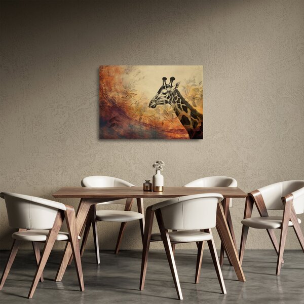 Tablou pe sticlă - Girafă, pictură (70x50 cm)