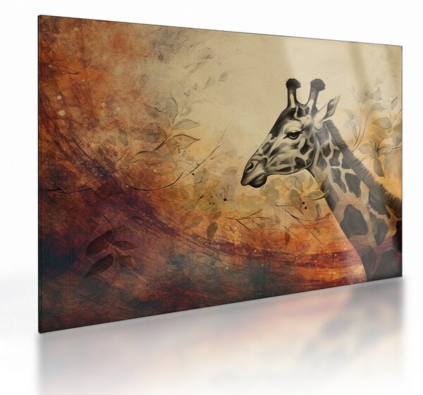 Tablou pe sticlă - Girafă, pictură (70x50 cm)