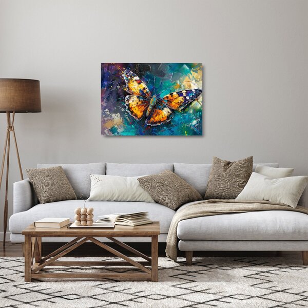 Tablou pe sticlă - Fluture, pictură în ulei (70x50 cm)