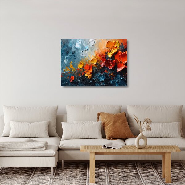 Tablou pe sticlă - Pictură abstractă de flori III. (70x50 cm)
