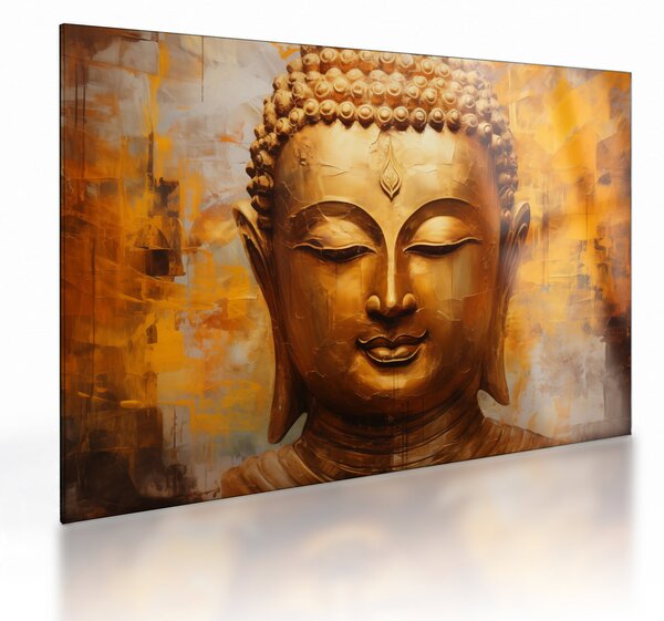 Tablou pe sticlă - Buddha, pictură în ulei (70x50 cm)