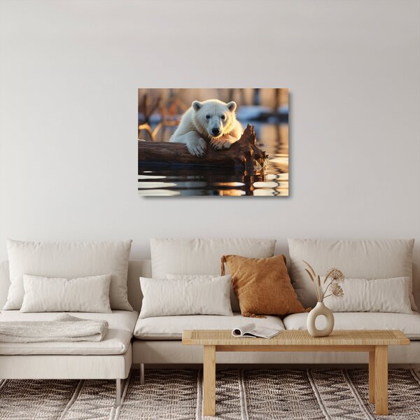 Tablou pe sticlă - Ursul polar (70x50 cm)