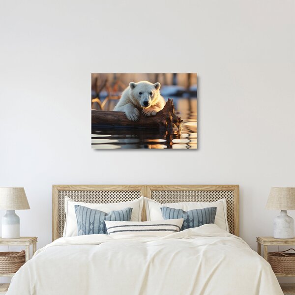 Tablou pe sticlă - Ursul polar (70x50 cm)