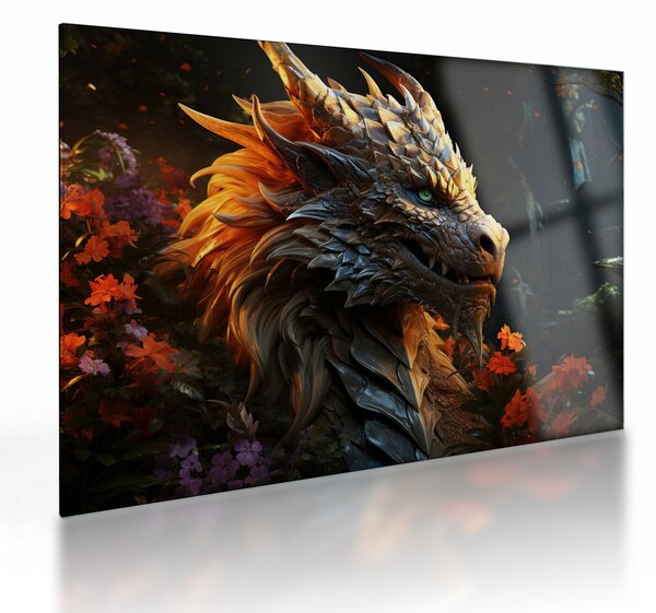 Tablou pe sticlă - Dragon (70x50 cm)