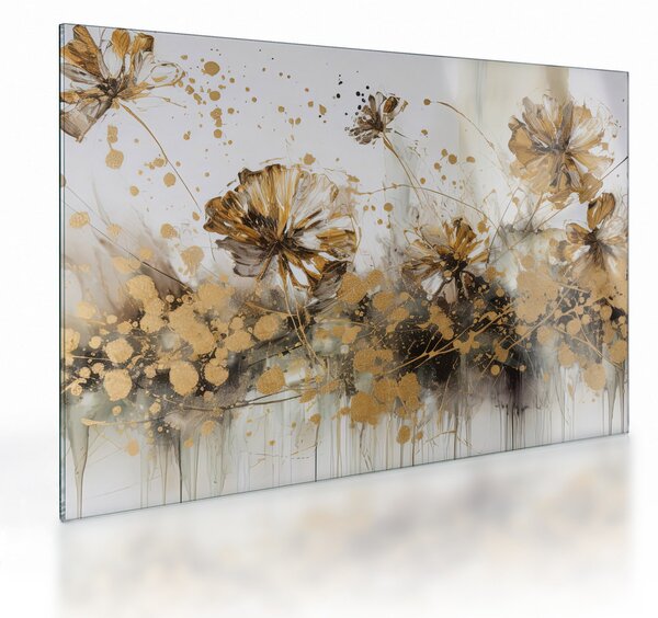 Tablou pe sticlă - pictură abstractă florală (70x50 cm)