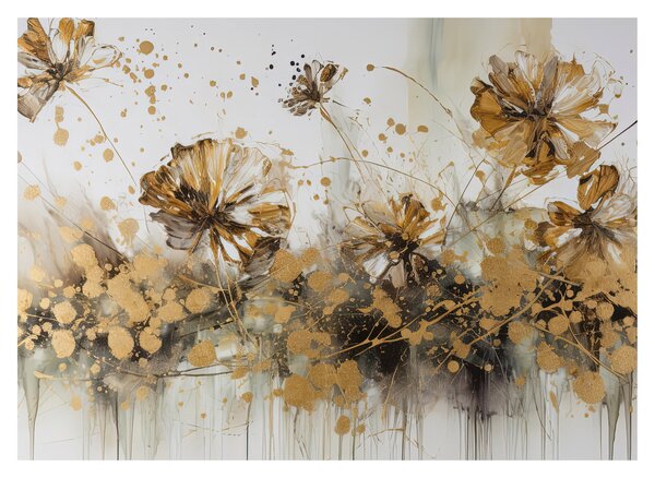Tablou pe sticlă - pictură abstractă florală (70x50 cm)