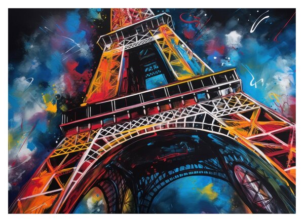 Tablou pe sticlă - Pictură a Turnului Eiffel II. (70x50 cm)