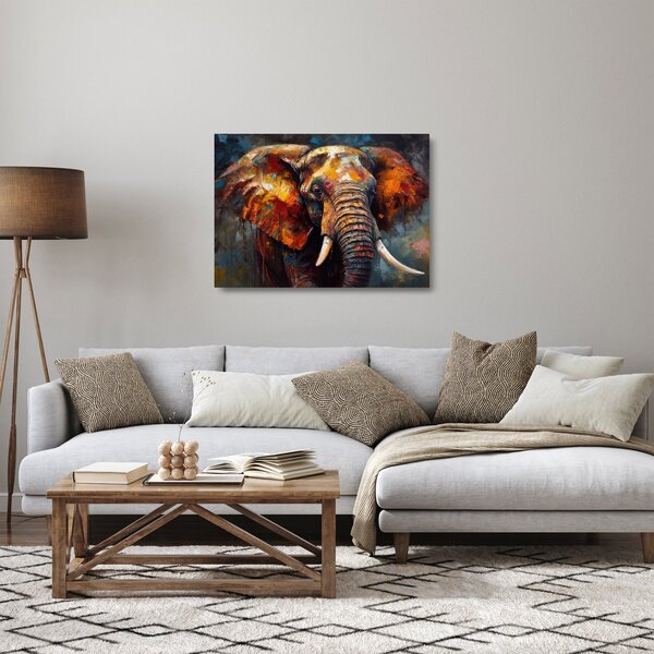 Tablou pe sticlă - Pictura unui elefant (70x50 cm)