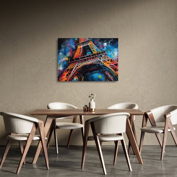 Tablou pe sticlă - Pictură a Turnului Eiffel II. (70x50 cm)