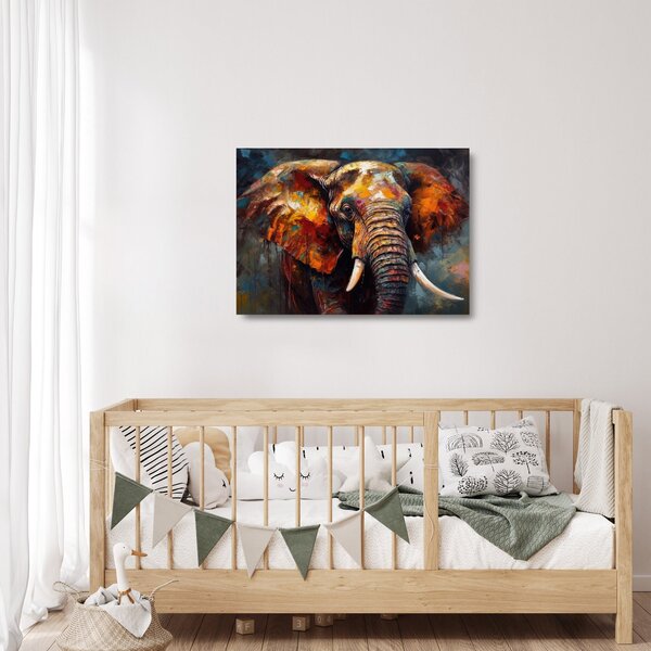 Tablou pe sticlă - Pictura unui elefant (70x50 cm)