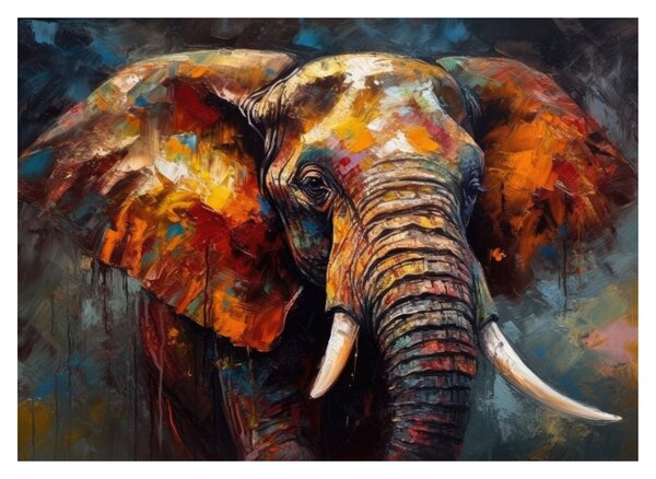 Tablou pe sticlă - Pictura unui elefant (70x50 cm)