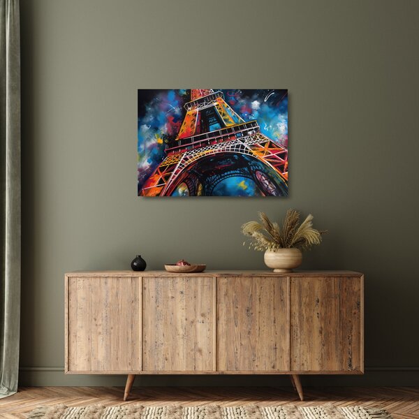 Tablou pe sticlă - Pictură a Turnului Eiffel II. (70x50 cm)