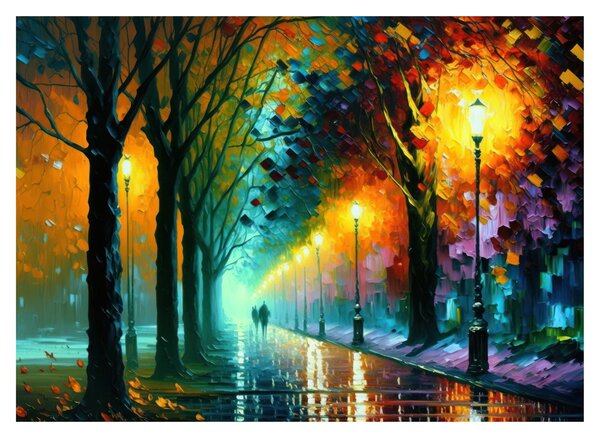 Tablou pe sticlă - Plimbare de noapte (70x50 cm)